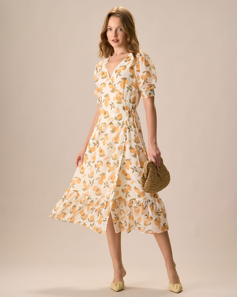 The Yellow Lemon Wrap Midi Dress