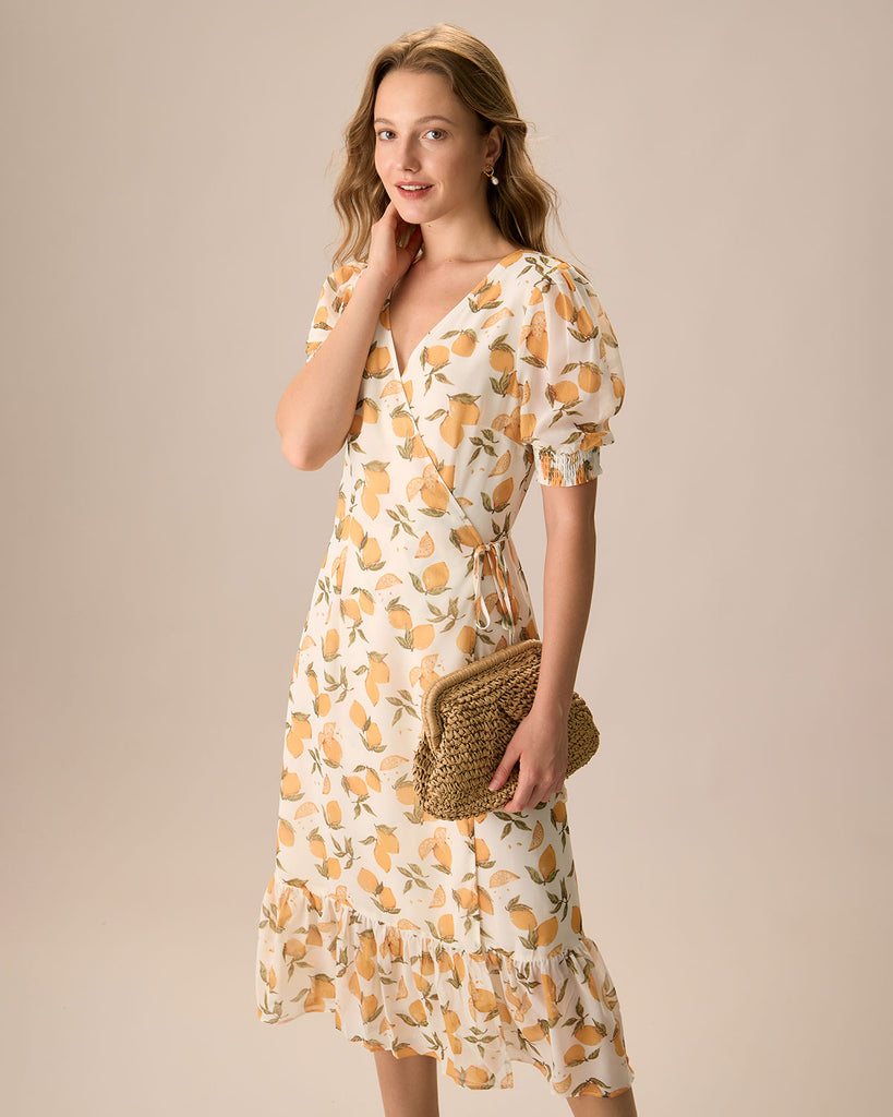 The Yellow Lemon Wrap Midi Dress