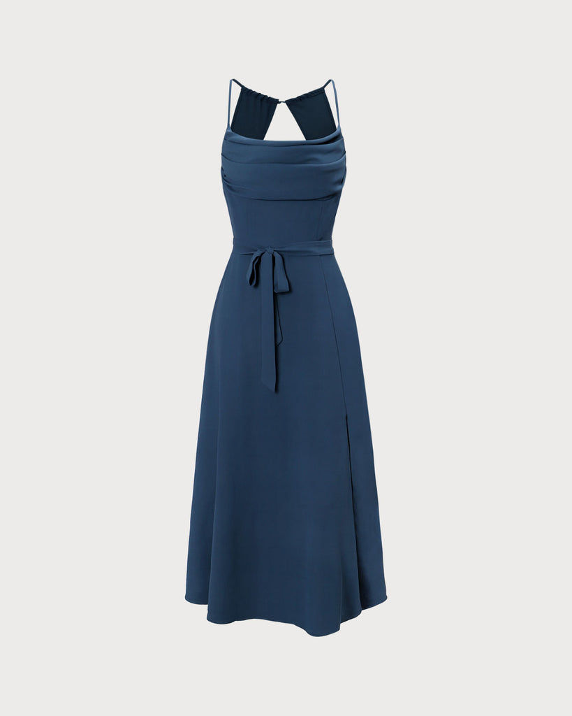 The Cowl Neck Cutout Back Dress Dresses - RIHOAS