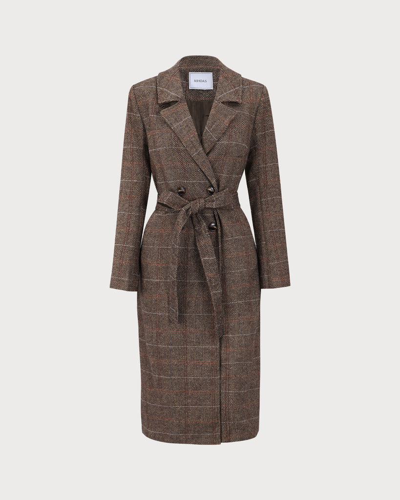 The Coffee Lapel Belted Double Breasted Coat