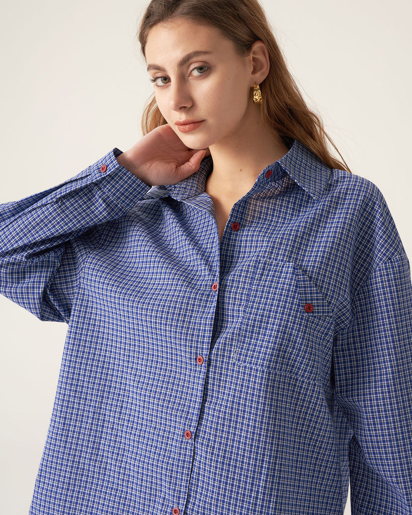 Blue Plaid Pocket Shirt