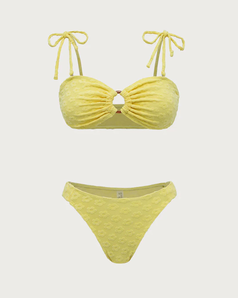 Yellow Floral O-Ring Bikini Set