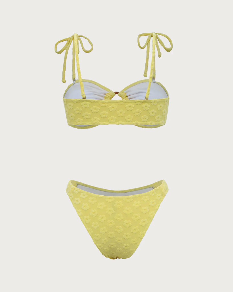 Yellow Floral O-Ring Bikini Set