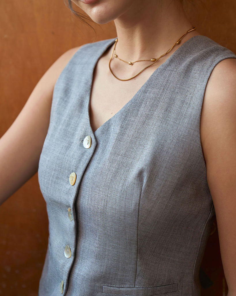 The Grey V-Neck Button Vest