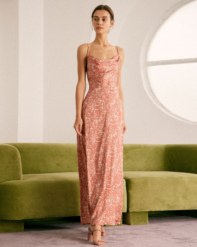 The Cowl Neck Floral Maxi Dress Dresses - RIHOAS