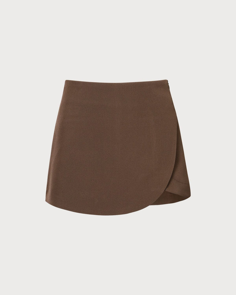 The Khaki Solid Overlap Skort Khaki Bottoms - RIHOAS