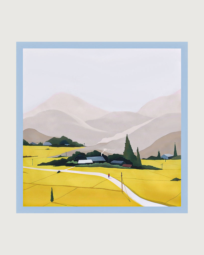 The Pastoral Scene Square Scarf Yellow Scarves - RIHOAS