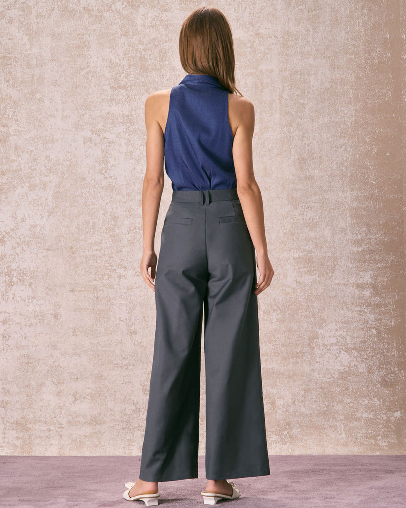 The Pleated Straight Pants Bottoms - RIHOAS