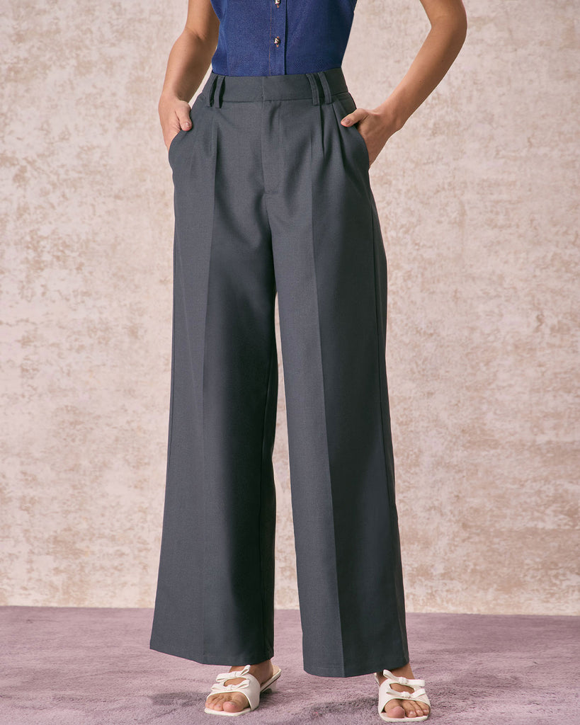 The Pleated Straight Pants Bottoms - RIHOAS