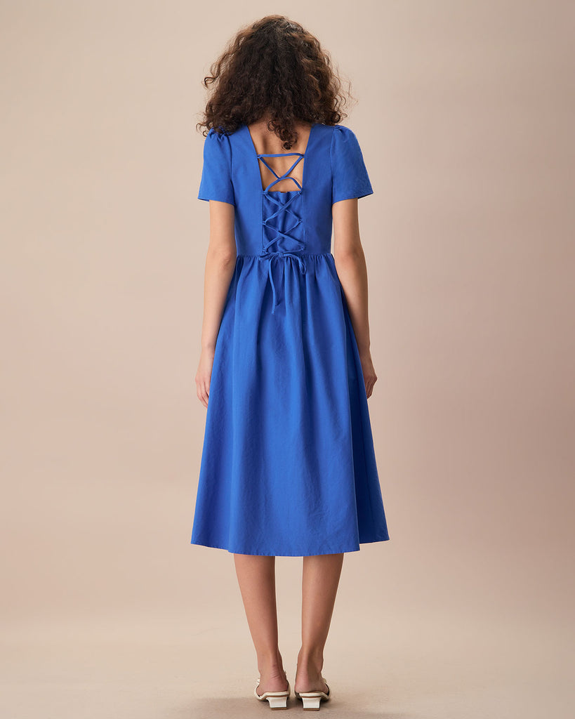 The Sweetheart Neck Button Midi Dress Dresses - RIHOAS