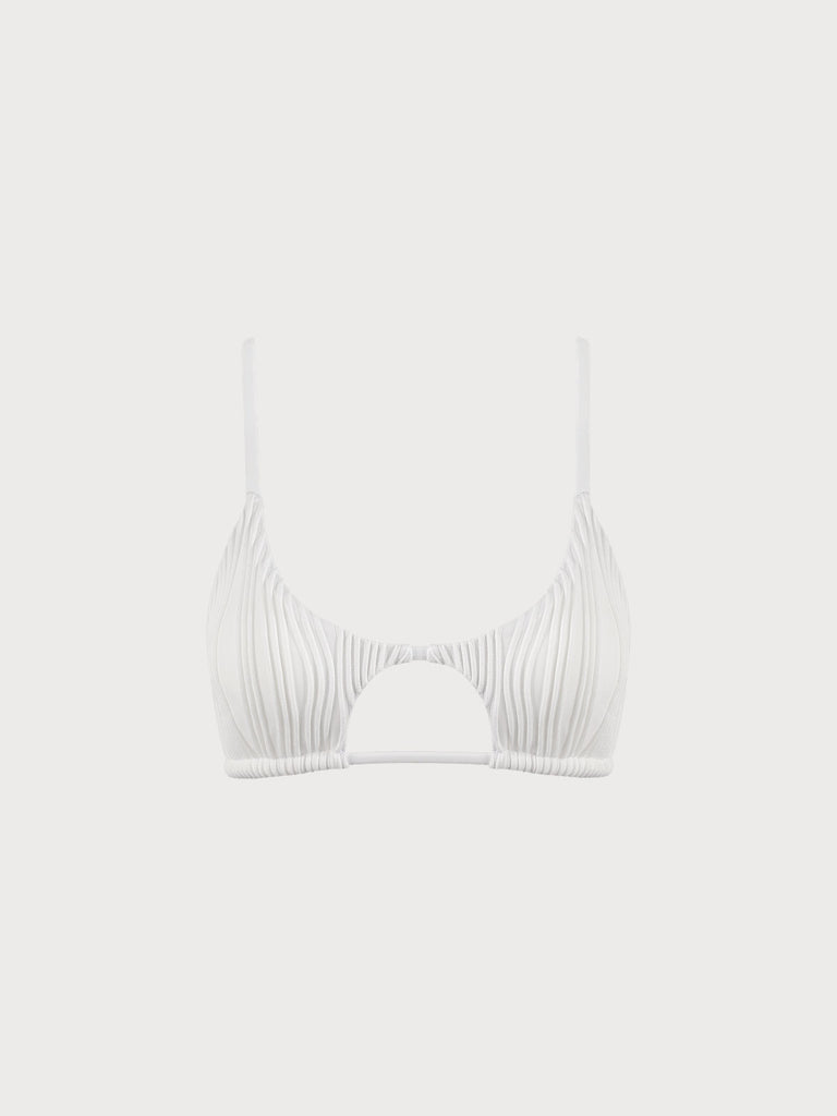 The Water Ripple Cut-Out Bikini Top White Bikinis - RIHOAS