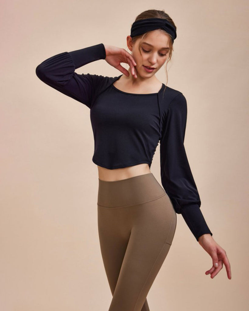 Women Knitted Nylon Yoga Long Sleeve Tops Yoga Tops - RIHOAS