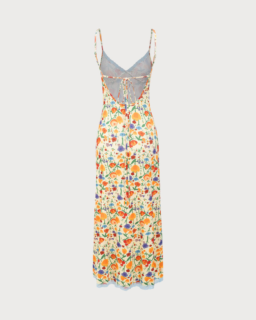 Yellow Floral V-Neck Slip Maxi Dress