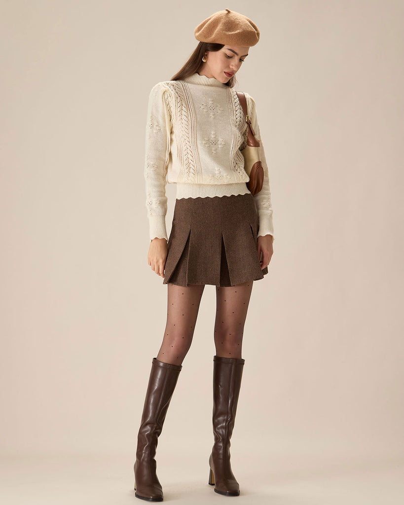 Beige Lantern Sleeve Sweater