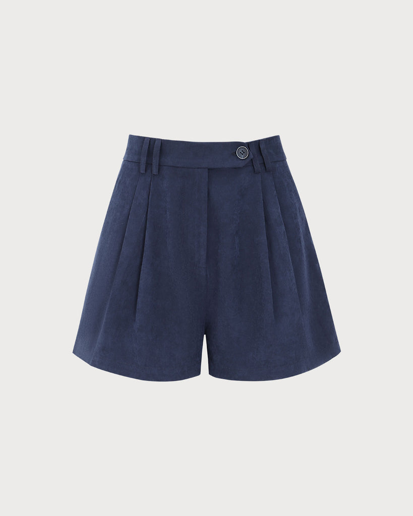 Women Woven Polyester Shorts Navy Bottoms - RIHOAS