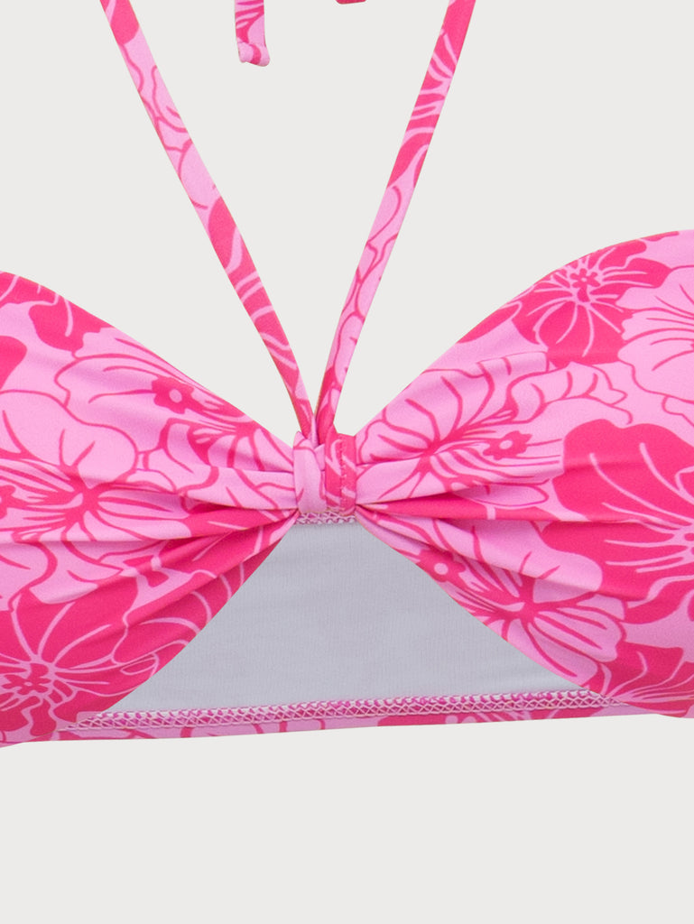 Pink Floral Bandeau Bikini Set