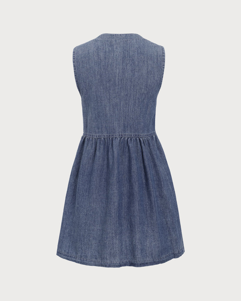 Blue Denim Sleeveless Mini Dress