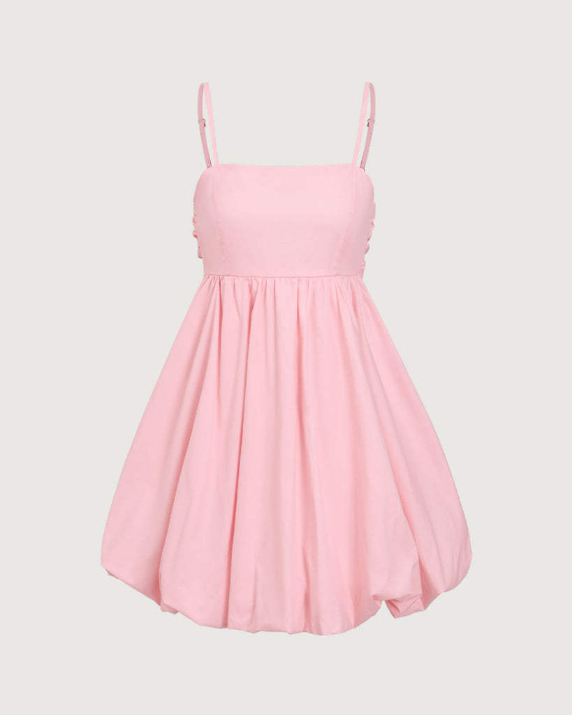 Pink Bowknot Ruched Slip Mini Dress