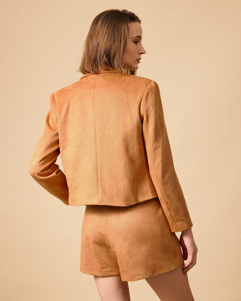 The Collared Buttons Suede Blazer - RIHOAS