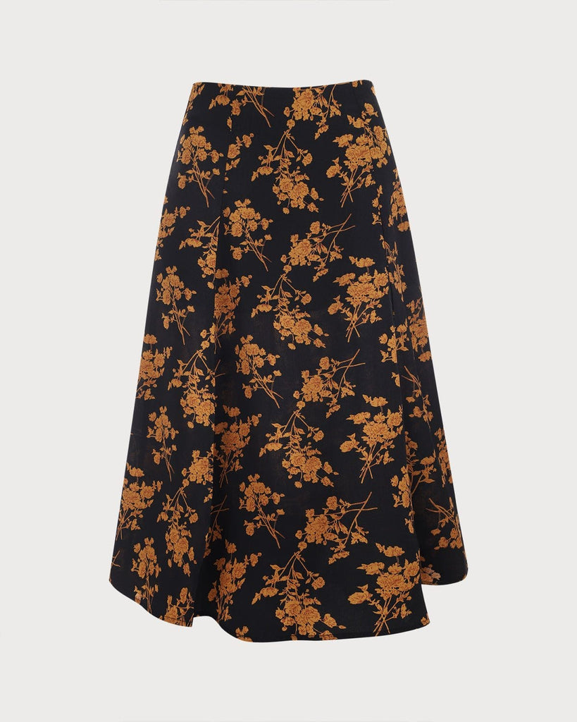 The Vintage Floral Split Side Skirt Bottoms - RIHOAS