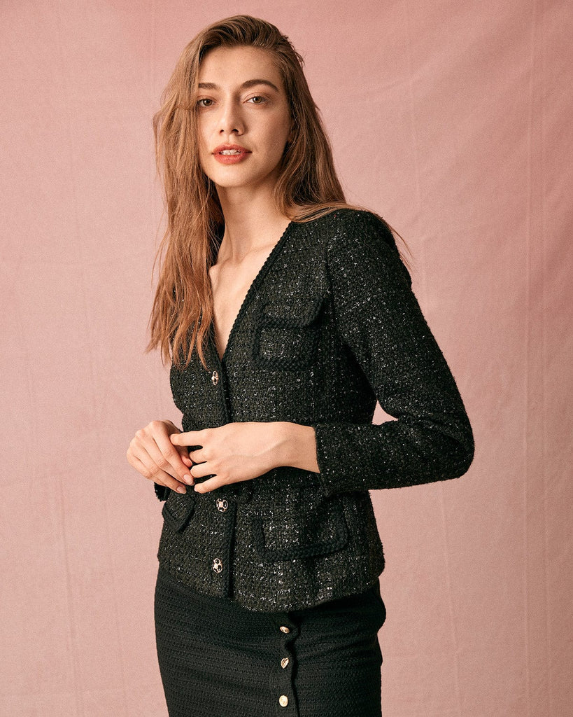 The V Neck Single-breasted Belted Jacket - RIHOAS