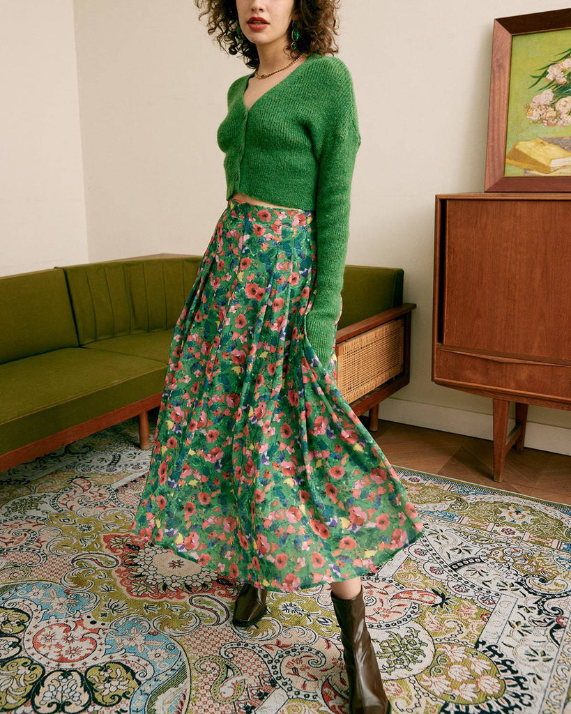 The Pleated Floral Skirt - RIHOAS