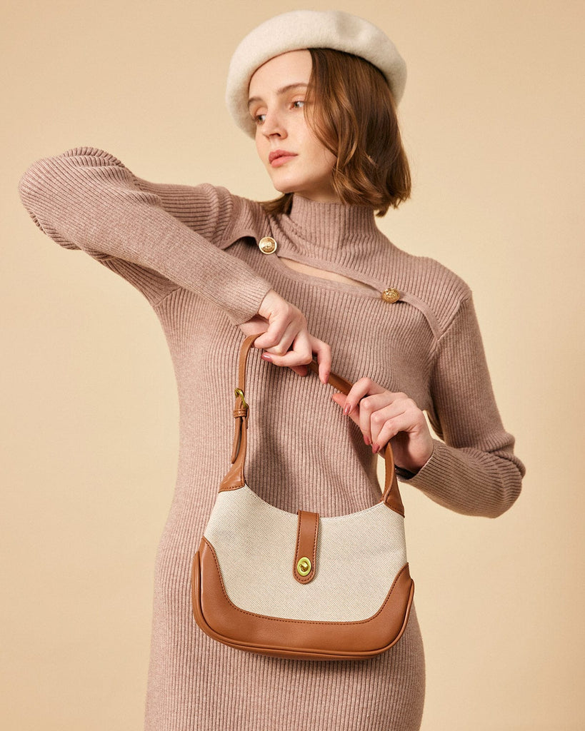 The Two Tone Shoulder Bag Brown Bags - RIHOAS